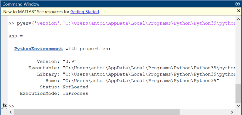 Command Window with pyenv setup