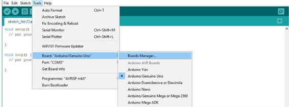 Board manager Arduino